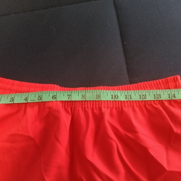 NWT VINTAGE MIZUNO ATHLETIC SHORTS, RED WITH EMBROIDED LOGO, ASIAN SIZE "O" - Picture 9 of 10